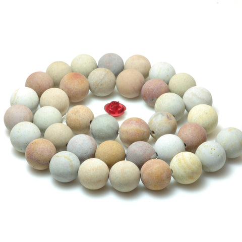 YesBeads Natural Rainbow Jasper matte round beads gemstone wholesale jewelry 15"