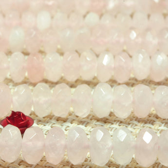 Natural Rose quartz pink gemstone faceted rondelle loose beads jewelry wholesale bracelet design 15''