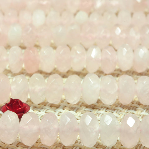 YesBeads natural Rose quartz pink gemstone faceted rondelle loose beads jewelry wholesale bracelet design 15''