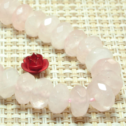 YesBeads natural Rose quartz pink gemstone faceted rondelle loose beads jewelry wholesale bracelet design 15''