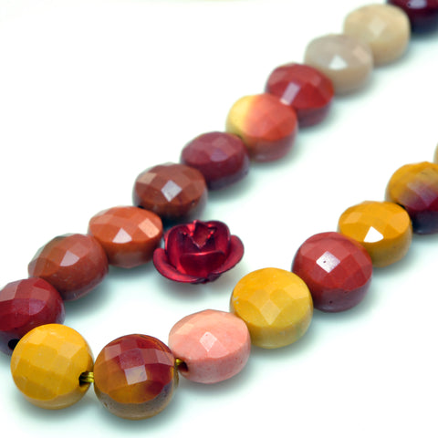 YesBeads Natural Mookaite gemstone micro faceted coin loose beads wholesale jewelry making 6mm