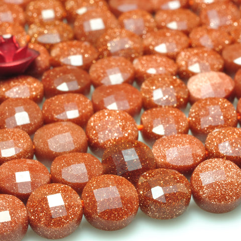 YesBeads Gold Sandstone micro faceted coin loose beads wholesale gemstone jewelry making 6mm
