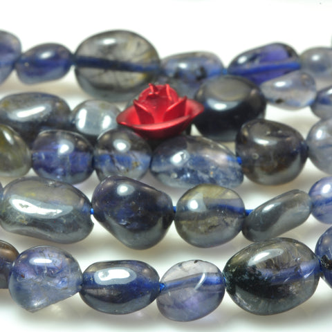 YesBeads natural blue Iolite smooth pebble chip beads gemstone 5-8 mm 15"