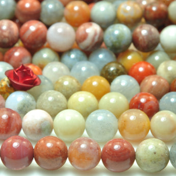 YesBeads natural rainbow mix Opal smooth round loose beads wholesale gemstone jewelry 6mm 15"