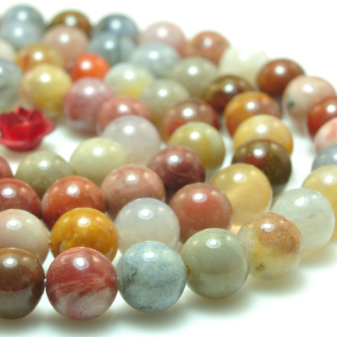 YesBeads natural rainbow mix Opal smooth round loose beads wholesale gemstone jewelry 6mm 15"