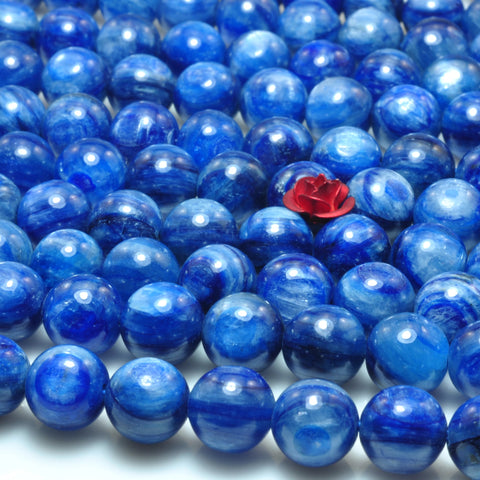 YesBeads Natural Blue kyanite gemstone AA grade smooth round loose beads wholesale jewelry making 8mm