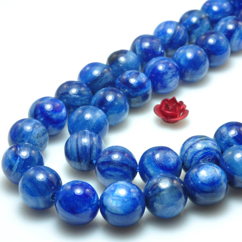 YesBeads Natural Blue kyanite gemstone AA grade smooth round loose beads wholesale jewelry making 8mm