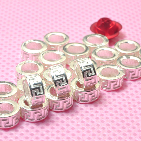 YesBeads 925 Sterling silver carve tube spacer connector beads wholesale jewelry findings supplies