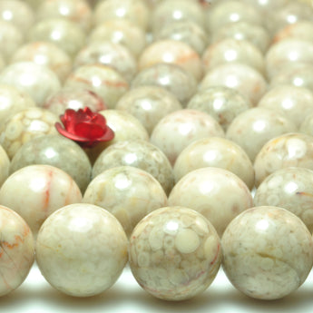 YesBeads natural Maifanite Fossil Jasper smooth round loose beads wholesale gemstone 10mm