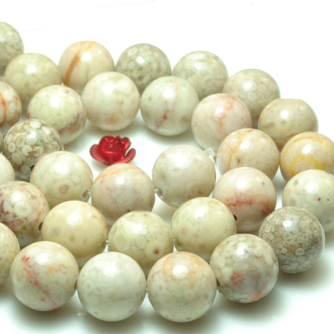 YesBeads natural Maifanite Fossil Jasper smooth round loose beads wholesale gemstone 10mm
