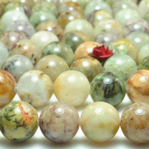 YesBeads natural Chinese Jade smooth round loose beads wholesale gemstone jewelry 15"