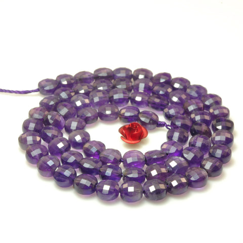 YesBeads Natural Dark Amethyst gemstone micro faceted coin loose beads wholesale jewelry making 15"