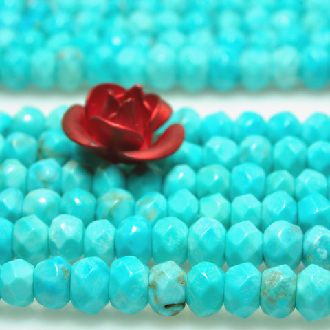 YesBeads Blue Turquoise faceted rondelle loose beads wholesale gemstone 2x3mm