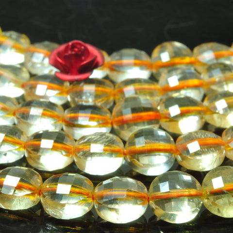 YesBeads Natural Citrine micro faceted coin loose beads yellow crystal wholesale gemstone jewelry making 15"