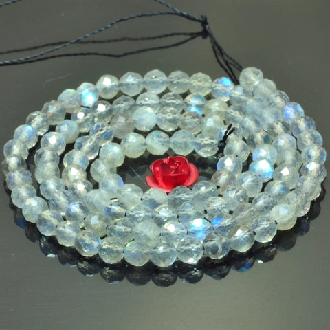 Natural Labradorite gemstone faceted round loose beads wholesale gemstone jewelry making bracelet design 15"
