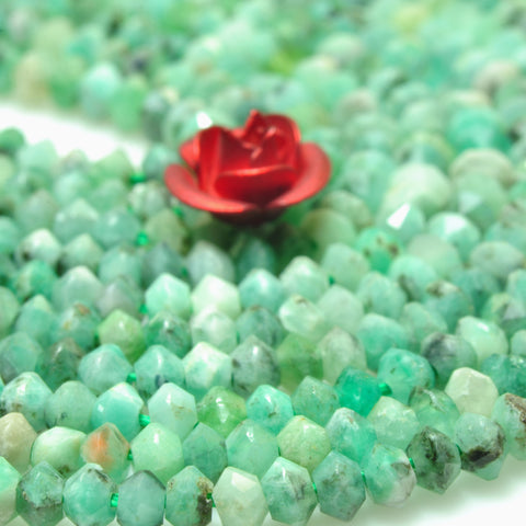 YesBeads Natural Green Emerald gemstone micro faceted disc rondelle loose beads wholesale jewelry making 2x3mm 15"