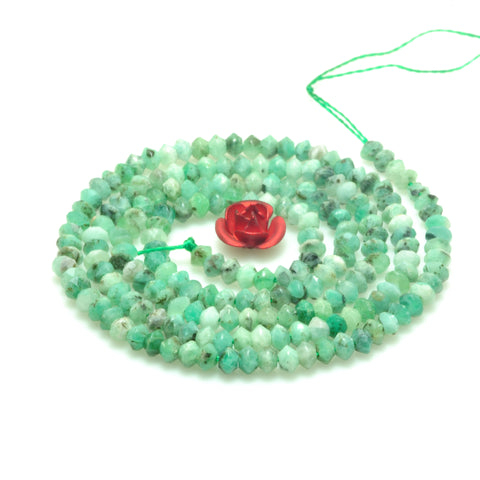 YesBeads Natural Green Emerald gemstone micro faceted disc rondelle loose beads wholesale jewelry making 2x3mm 15"