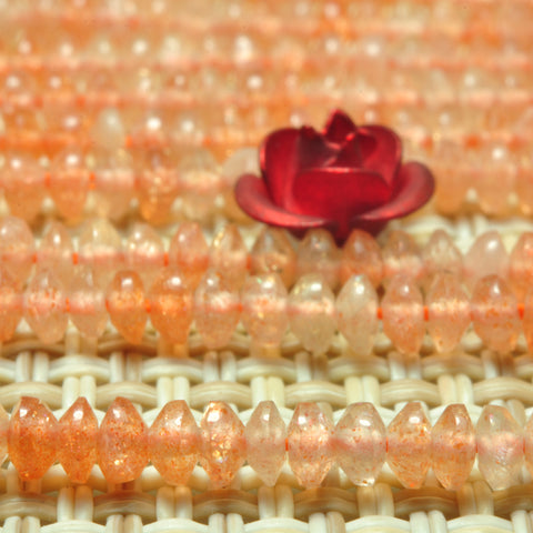 YesBeads natural orange Sunstone faceted disc rondelle beads gemstone 2x3mm 15"