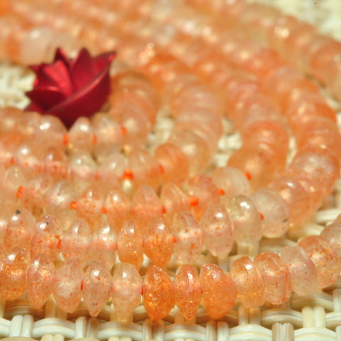 YesBeads natural orange Sunstone faceted disc rondelle beads gemstone 2x3mm 15"