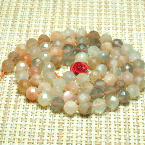 YesBeads Natural Rainbow Moonstone faceted round beads gemstone wholesale 15"