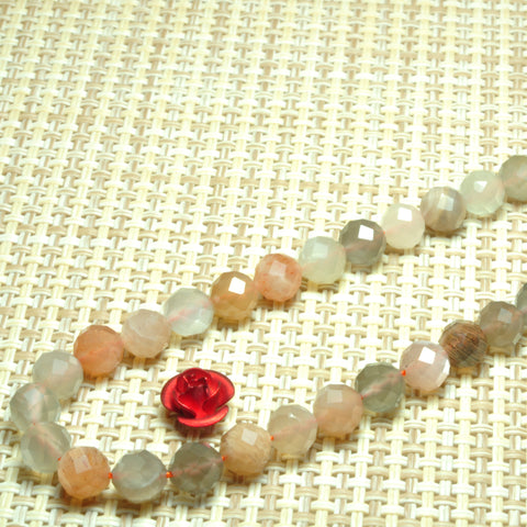 YesBeads Natural Rainbow Moonstone faceted round beads gemstone wholesale 15"