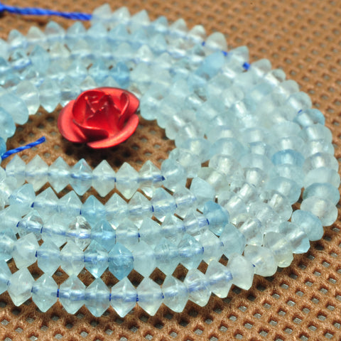 YesBeads natural Aquamarine A grade faceted disc rondelle beads gemstone 2x3mm 15"