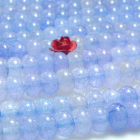 YesBeads Blue Jade smooth rondelle beads gemstone wholesale jewelry 15"