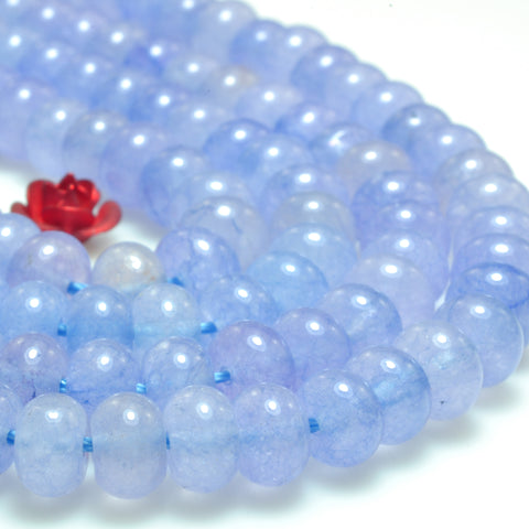 YesBeads Blue Jade smooth rondelle beads gemstone wholesale jewelry 15"