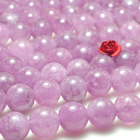YesBeads Malaysia Jade smooth round loose beads lavender purple gemstone wholesale 8mm 15"