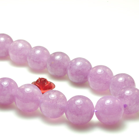 YesBeads Malaysia Jade smooth round loose beads lavender purple gemstone wholesale 8mm 15"