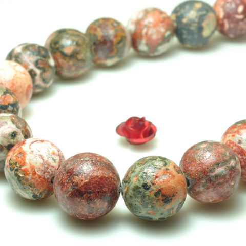 YesBeads natural red Leopardskin Jasper matte round loose beads wholesale gemstone 10mm 15"