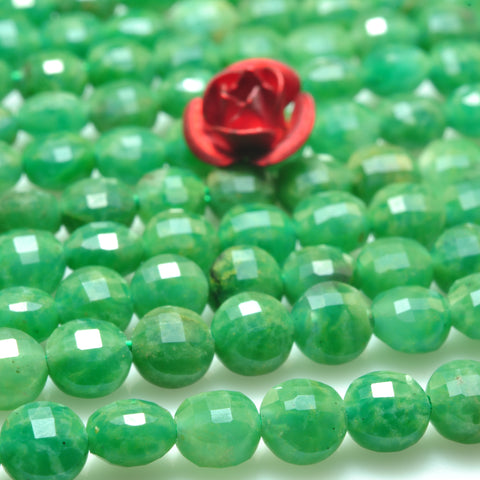 YesBeads natural African Jade micro faceted coin loose beads green jade wholesale gemstone jewelry making 4mm 15"
