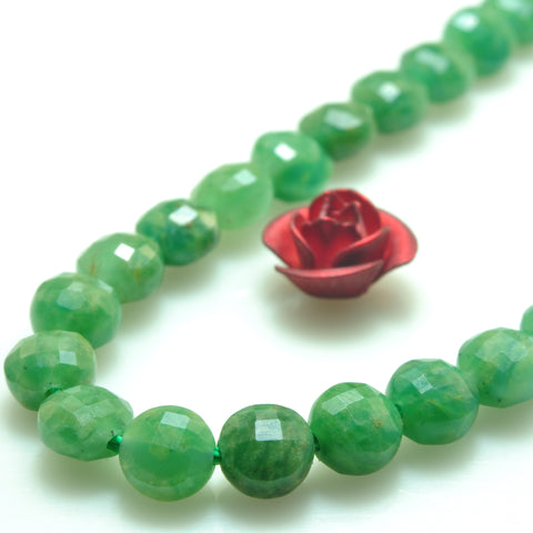 YesBeads natural African Jade micro faceted coin loose beads green jade wholesale gemstone jewelry making 4mm 15"