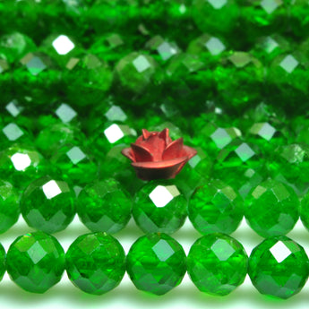 Natural green Chrome Diopside faceted round loose beads wholesale gemstone jewelry making bracelet necklace diy