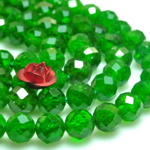 YesBeads natural green Chrome Diopside faceted round loose beads wholesale gemstone 15"