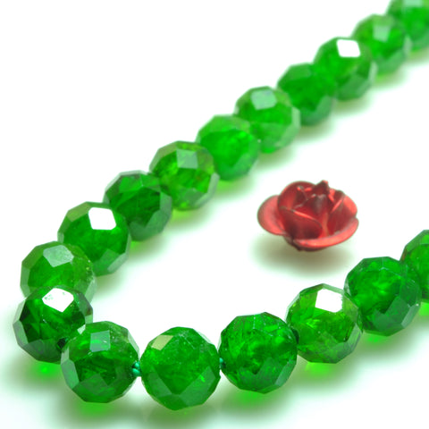 YesBeads natural green Chrome Diopside faceted round loose beads wholesale gemstone 15"