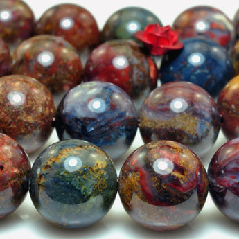 YesBeads Natural Pietersite gemstone smooth round loose beads brown stone wholesale jewelry making bracelet design 15"