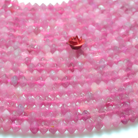 YesBeads natural pink tourmaline gemstone faceted disc rondelle beads 3x4mm 15"