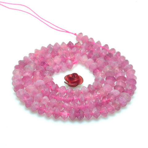 YesBeads natural pink tourmaline gemstone faceted disc rondelle beads 3x4mm 15"