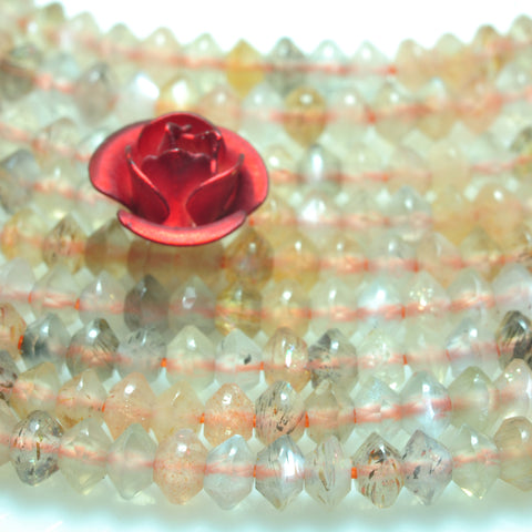 YesBeads natural rainbow moonstone gemstone faceted disc rondelle beads 2x3mm 15"