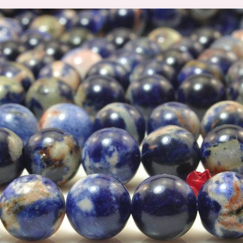 YesBeads Natural orange sodalite gemstone smooth round loose beads wholesale jewelry making 15"