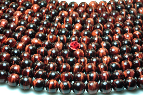 YesBeads Natural red tiger eye gemstone AA grade smooth round loose beads wholesale jewelry making 8mm 15"