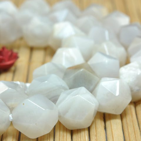YesBeads Natural White Crazy Lace Agate star cut faceted nugget beads gemstone 15"