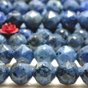 YesBeads Natural Dumortierite diamond faceted round loose beads blue gemstone jewelry 15"