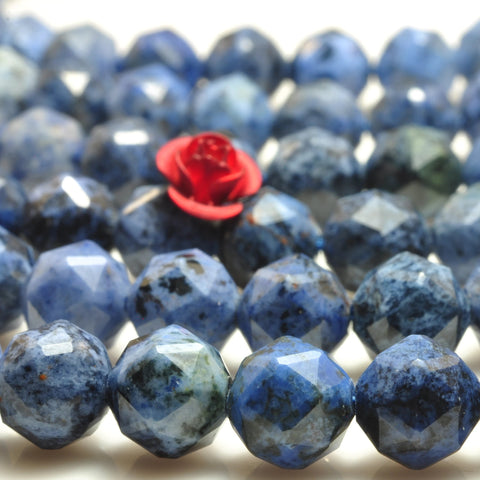YesBeads Natural Dumortierite diamond faceted round loose beads blue gemstone jewelry 15"