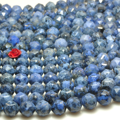 YesBeads Natural Dumortierite diamond faceted round loose beads blue gemstone jewelry 15"