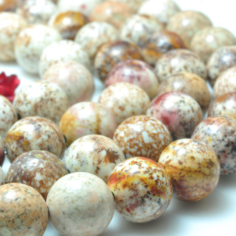 YesBeads natural Bodhi jasper smooth round loose beads bodhi mala wholesale gemstone 8mm
