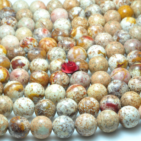 YesBeads natural Bodhi jasper smooth round loose beads bodhi mala wholesale gemstone 8mm