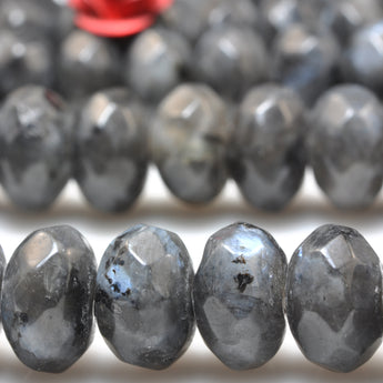 YesBeads Natural Black Labradorite faceted rondelle beads wholesale gemstone jewelry making 5x8mm 15"