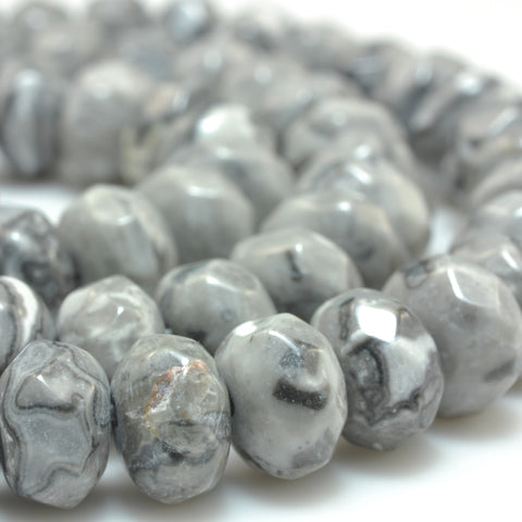 YesBeads Natural Picasso Jasper star cut faceted nugget beads gray map gemstone jewelry making 15"